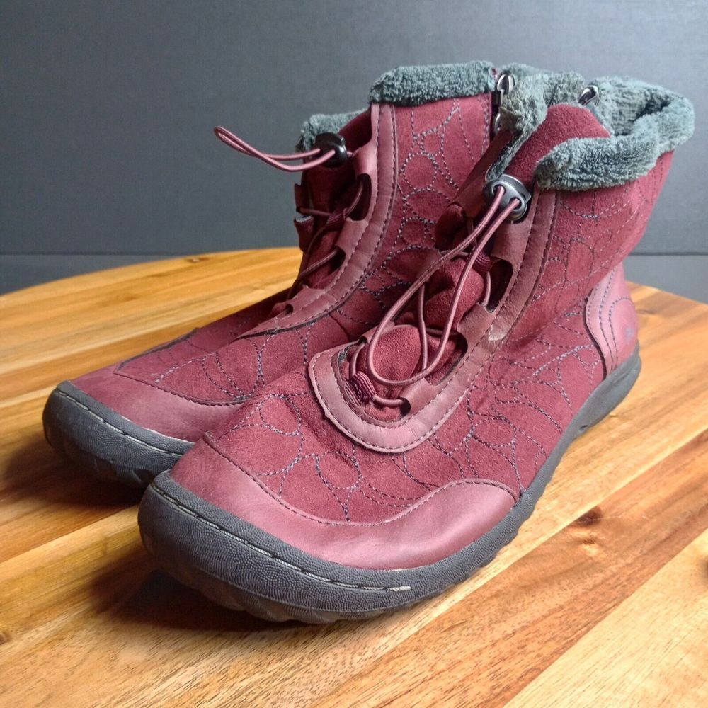 Jambu Jbu Tandee‎ Boots Maroon Sz 8.5 Side Zip Drawstring Jersey Lined Outdoor